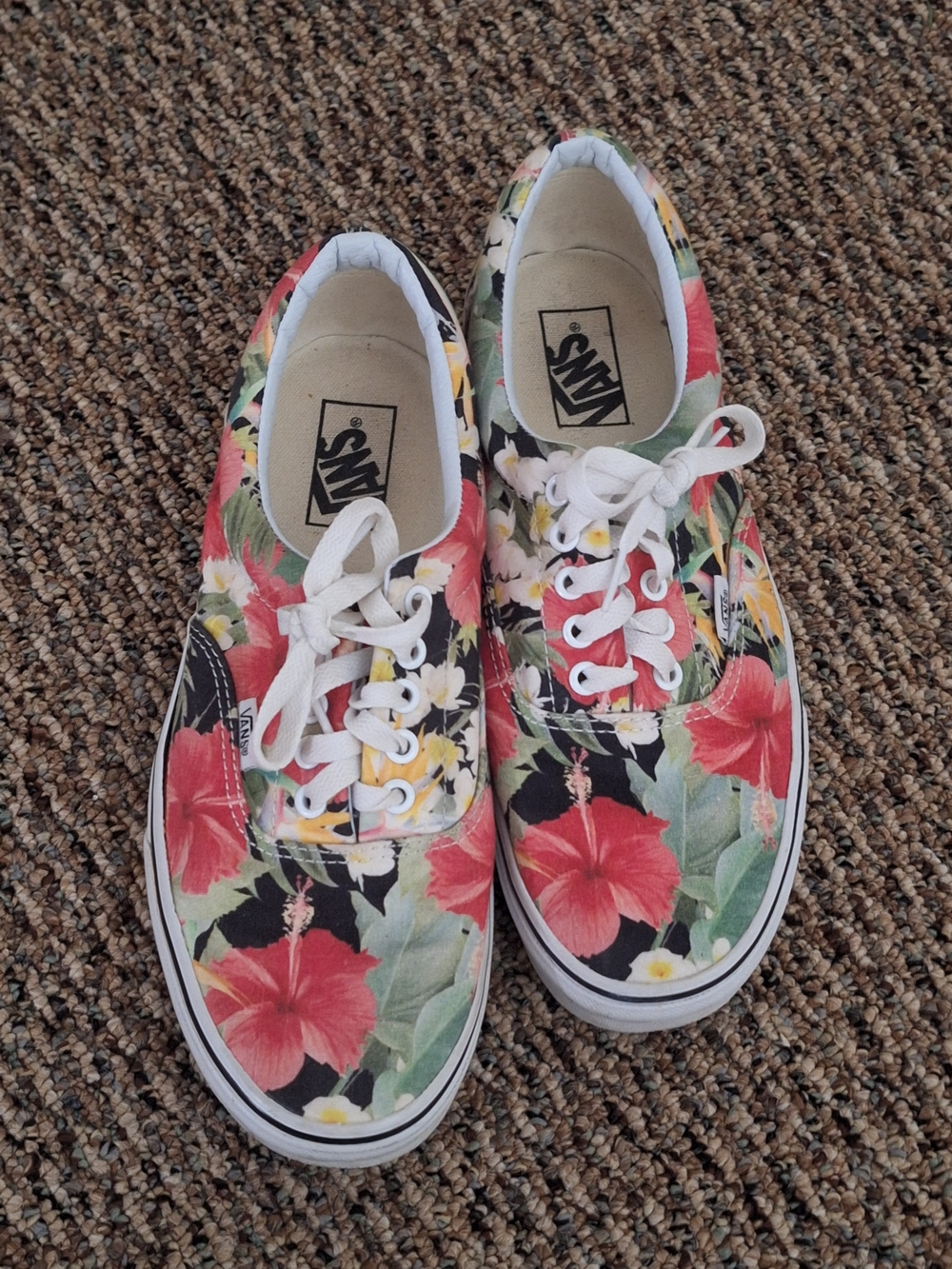 Vans Men's/Women's Floral Canvas Lace-Up Sneakers - Red/Green